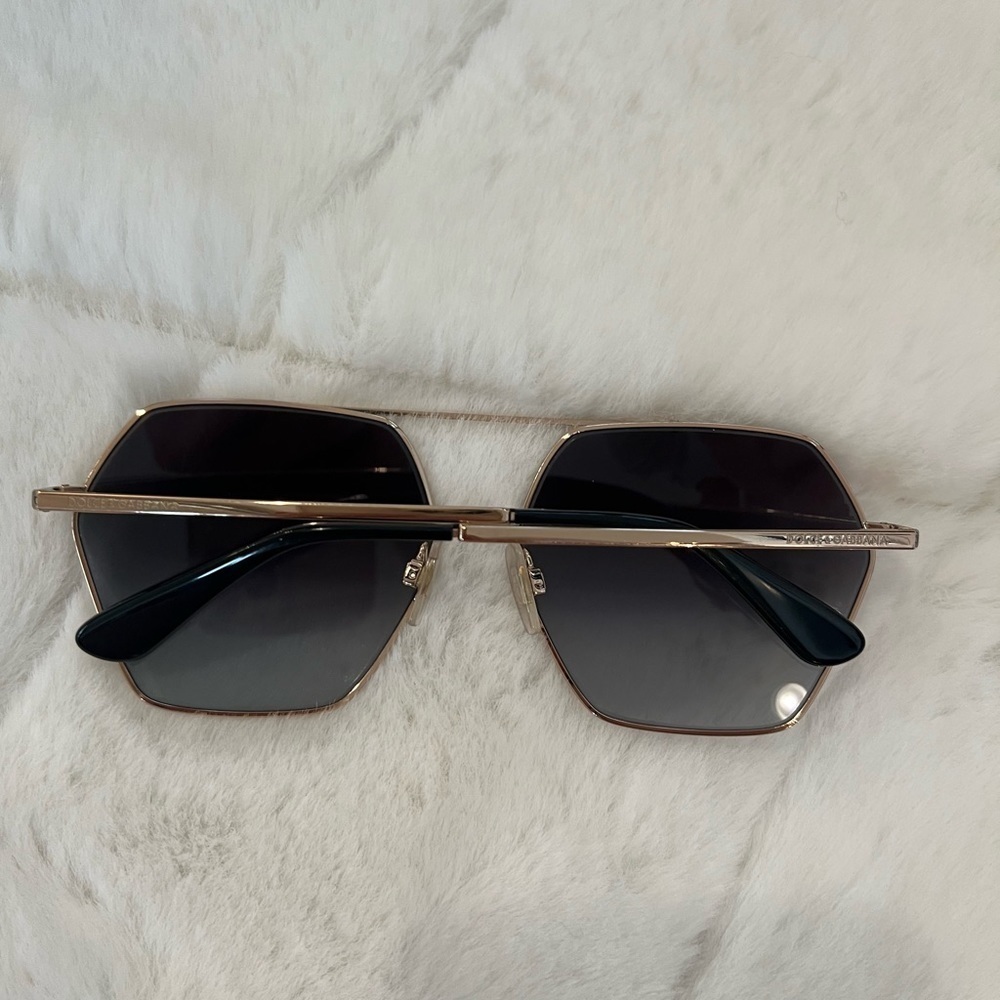 Dolce & Gabbana DG2157 Gold Aviator Polarized Polygon Sunglasses Black - Picture 6 of 15
